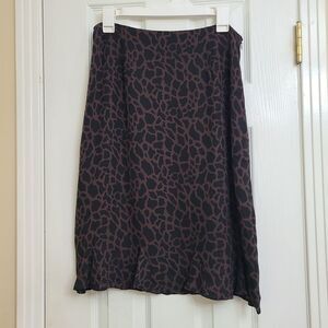 Harolds Silk Animal Print Ruffle Hem Lined Skirt Corp Business Office Size 10